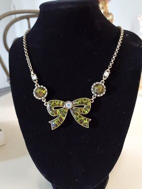 Vintage Betsey Johnson Cheetah Bow Necklace